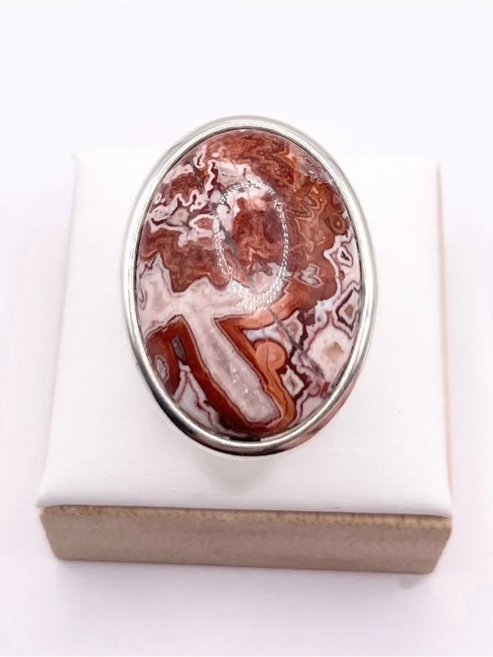 Size 7 Crazy Lace Agate 925 Sterling Silver Ring
